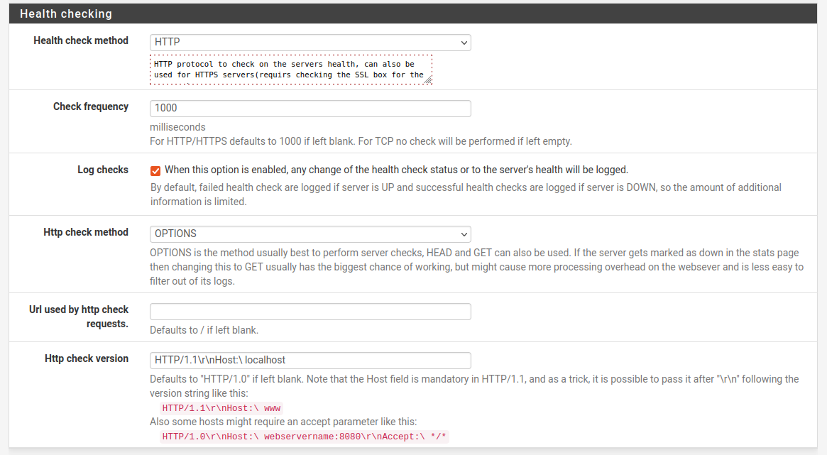 pfSense HAProxy Backend Health Checking