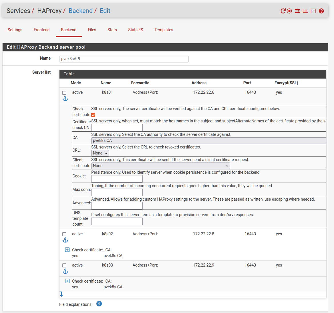 pfSense HAProxy Backend Server Pool