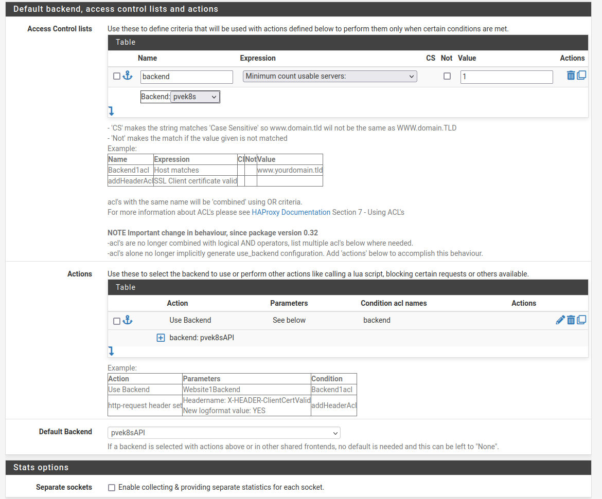 pfSense HAProxy Frontend Backends