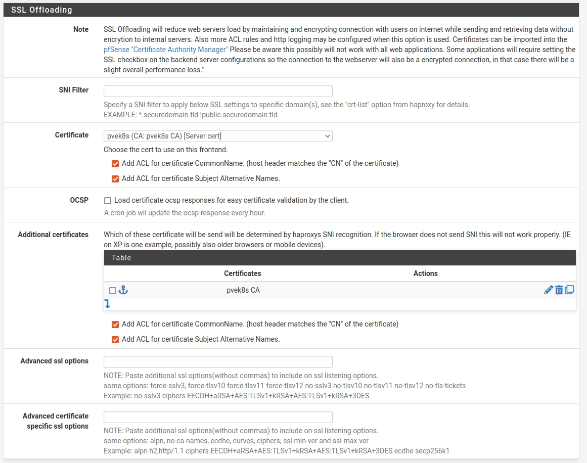 pfSense HAProxy Frontend SSL Offboarding