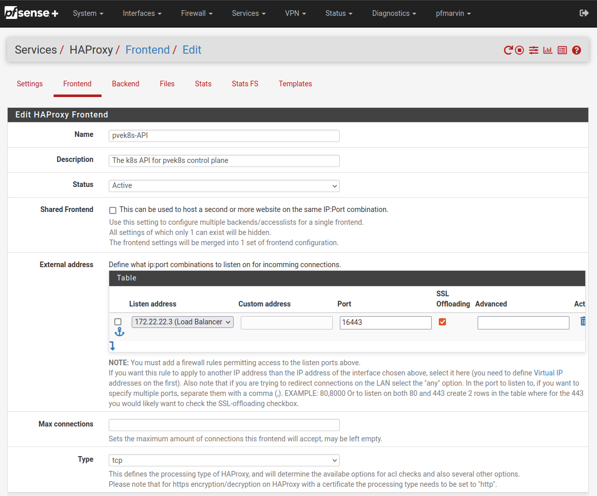 pfSense HAProxy Frontend