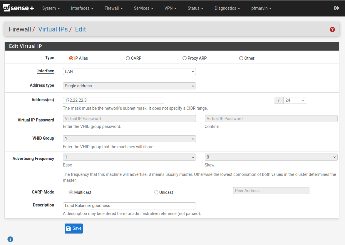 pfSense Virtual IPs